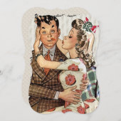 Retro Verloving Dinner Kaart (Voorkant / Achterkant)