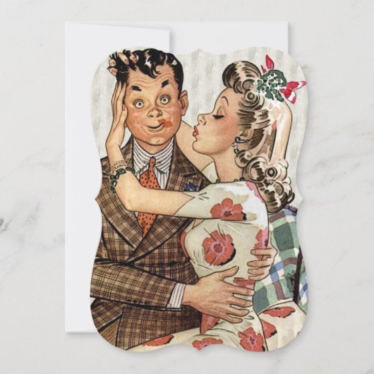 Retro Verloving Dinner Kaart (Voorkant)