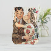 Retro Verloving Dinner Kaart (Staand voorkant)