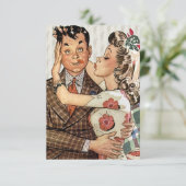 Retro Verloving Dinner V2 Kaart (Staand voorkant)