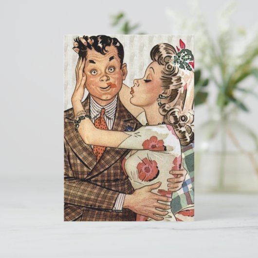 Retro Verloving Dinner V2 Kaart (Staand voorkant)