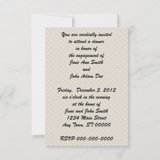 Retro Verloving Dinner V2 Kaart (Achterkant)