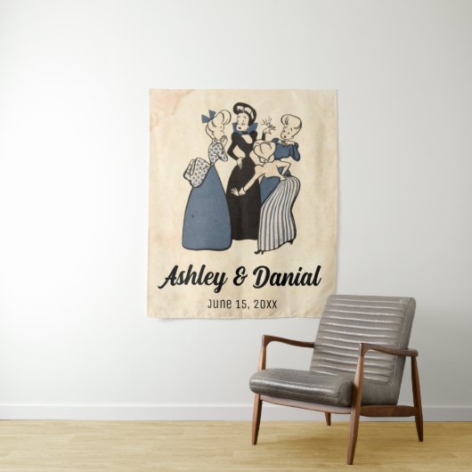  Retro Verloving Ring 50s Funny Wedding Wandkleed (In situ)