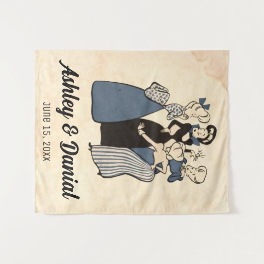  Retro Verloving Ring 50s Funny Wedding Wandkleed (Voorkant (horizontaal))