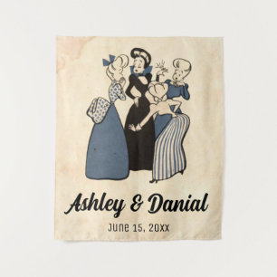 Retro Verloving Ring 50s Funny Wedding Wandkleed