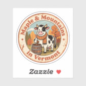 Retro Vermont Badge_ Gezellige Koe met wollen sjaa Sticker (Vel)