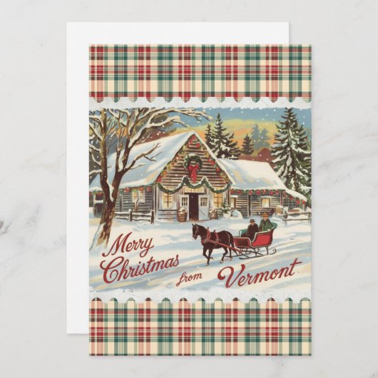 Retro Vermont Christmas Flat Holiday Kaart (Voorkant / Achterkant)