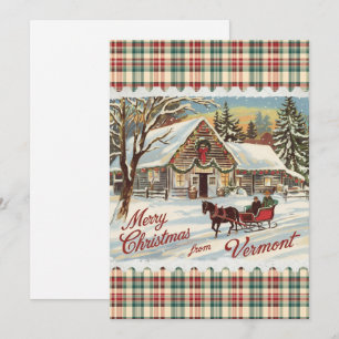 Retro Vermont Christmas Flat Holiday Kaart