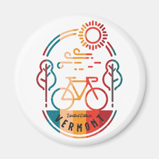 Retro Vermont Fietsroute Magneet (Voorkant)