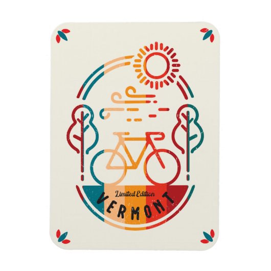 Retro Vermont Fietsroute Magneet (Verticaal)