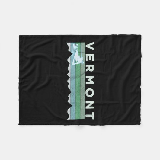 Retro Vermont noodlijdend skiën met lange mouwen Fleece Deken (Voorkant (Horizontaal))