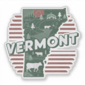 Retro Vermont State Car Sticker (Voorkant)