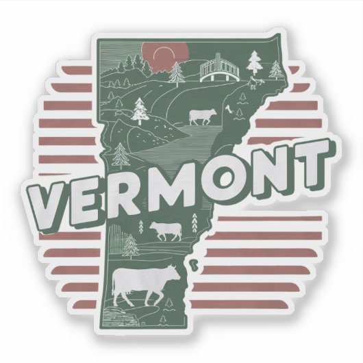 Retro Vermont State Car Sticker (Voorkant)
