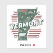 Retro Vermont State Car Sticker (Vel)