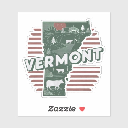 Retro Vermont State Car Sticker (Vel)