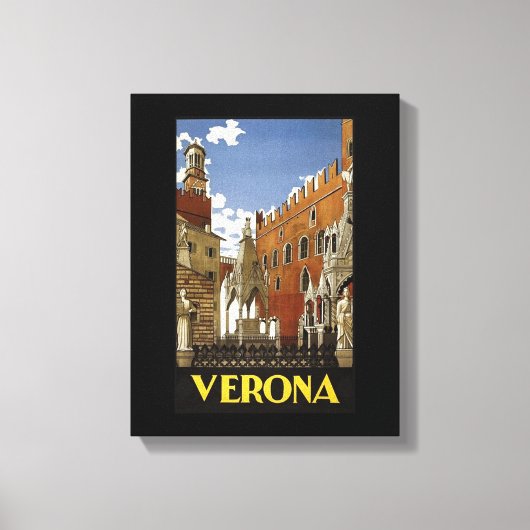 Retro Verona Travel Poster Canvas afdrukken (Voorkant)
