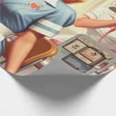 Retro verpleegkundige illustratie cadeaupapier (Hoek)