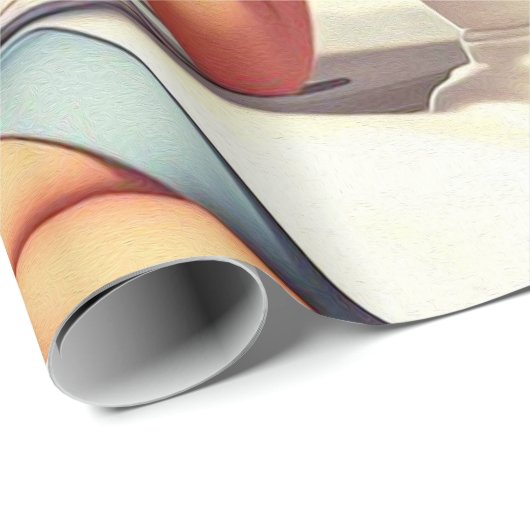 Retro verpleegkundige illustratie cadeaupapier (Rol Hoek)