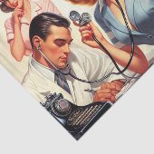 Retro verpleegkundige illustratie tissuepapier (Detail)