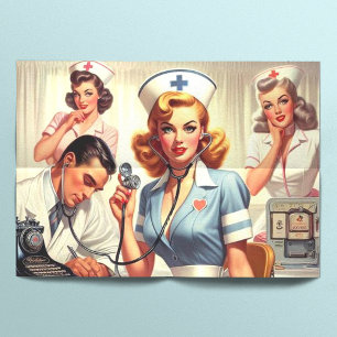 Retro verpleegkundige illustratie tissuepapier
