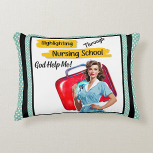 Retro Verpleegkundige Pinup_ Verpleegkunde Notitie Accent Kussen