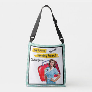 Retro Verpleegkundige Pinup_ Verpleegkunde Notitie Crossbody Tas