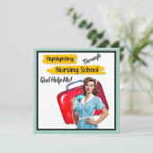 Retro Verpleegkundige Pinup_ Verpleegkunde Notitie Feestdagenkaart (Staand voorkant)