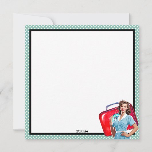 Retro Verpleegkundige Pinup_ Verpleegkunde Notitie Feestdagenkaart (Achterkant)