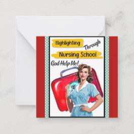 Retro Verpleegkundige Pinup_ Verpleegkunde Notitie Notitiekaartje