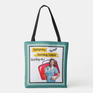 Retro Verpleegkundige Pinup_ Verpleegkunde Notitie Tote Bag