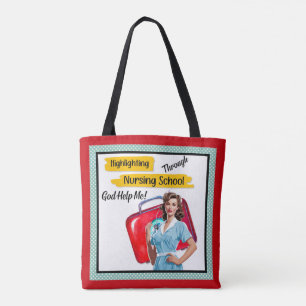 Retro Verpleegkundige Pinup_ Verpleegkunde Notitie Tote Bag