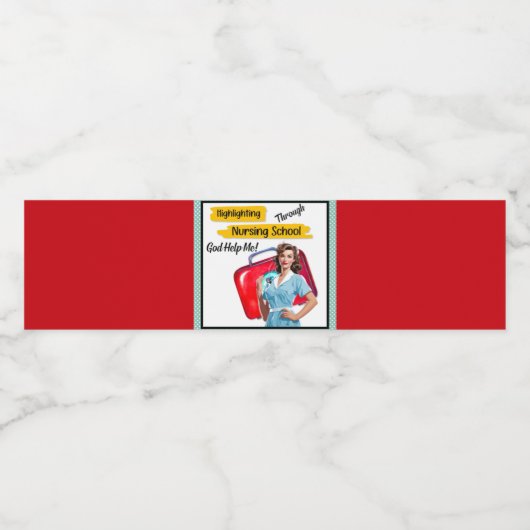 Retro Verpleegkundige Pinup_ Verpleegkunde Notitie Waterfles Etiket (Enkel label)