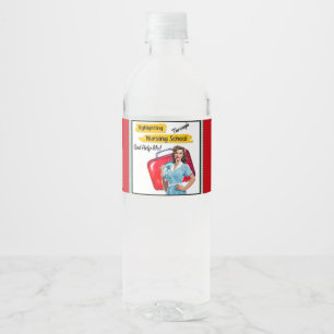 Retro Verpleegkundige Pinup_ Verpleegkunde Notitie Waterfles Etiket
