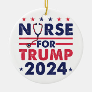 Retro verpleegkundigen voor Trump 2024 America Sta Keramisch Ornament