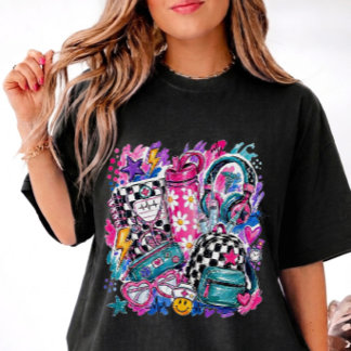 Retro-verpleegster Doodle T-shirt Kleurrijke Droge