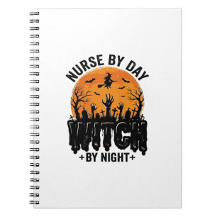 Retro Verpleegster Heks Halloween Ontwerp_1 Notitieboek