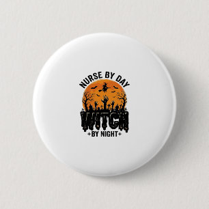Retro Verpleegster Heks Halloween Ontwerp_1 Ronde Button 5,7 Cm