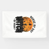 Retro Verpleegster Heks Halloween Ontwerp_1 Spandoek (Horizontaal)
