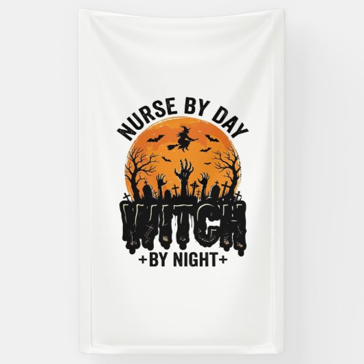 Retro Verpleegster Heks Halloween Ontwerp_1 Spandoek (Verticaal)