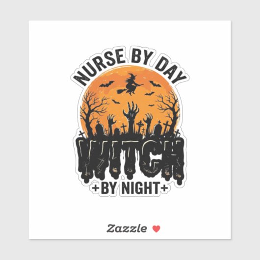 Retro Verpleegster Heks Halloween Ontwerp_1 Sticker (Vel)
