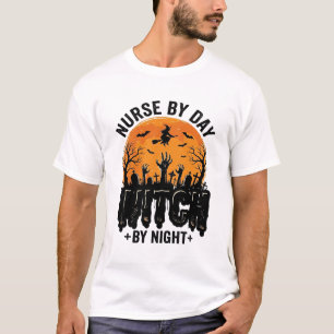 Retro Verpleegster Heks Halloween Ontwerp_1 T-shirt