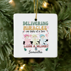 Retro verpleegster kraamafdeling Kerstmis Keramisch Ornament