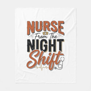 Retro Verpleegster Nachtploeg Shirt Ontwerp_1 Fleece Deken