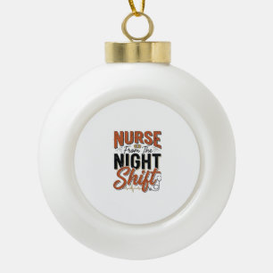 Retro Verpleegster Nachtploeg Shirt Ontwerp_1 Keramische Bal Ornament