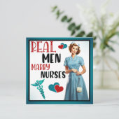 Retro Verpleegster Pinup_ Echte Mannen Trouwen Ver Feestdagenkaart (Staand voorkant)