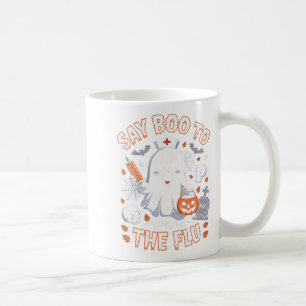 Retro verpleegster spook Halloween-vaccin zeg Boe  Koffiemok