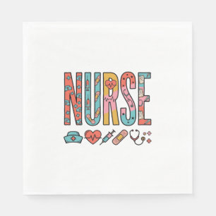 Retro-verpleegster-typografie Medisch icoon shirt Servet