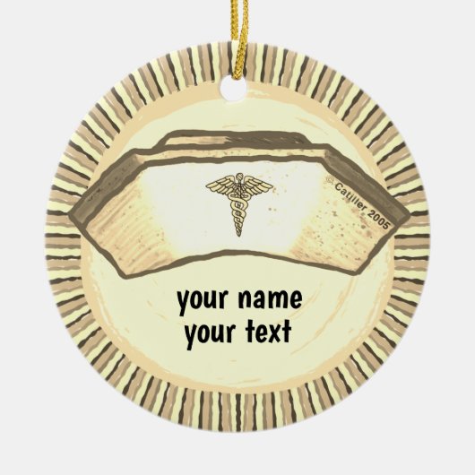 Retro verpleegstershoedje keramisch ornament (Voorkant)