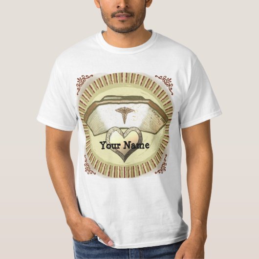 Retro verpleegstershoofddeksel t-shirt (Voorkant)