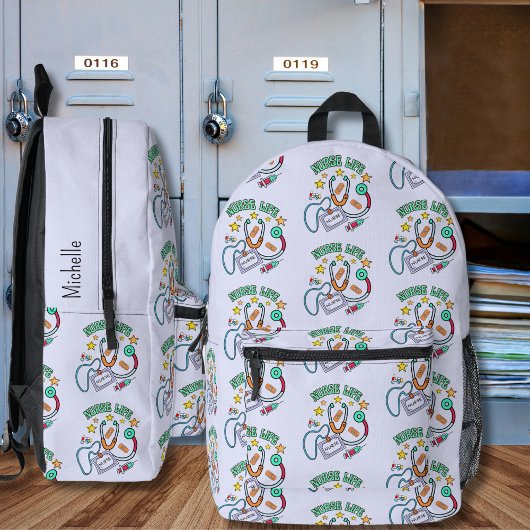 Retro-verpleegsterslevensmonogram Bedrukte Rugzak